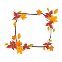 Square frame with orange and yellow maple leaves vector