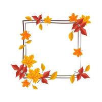 Square frame with orange and yellow maple leaves vector