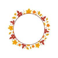 Round frame with orange and yellow maple leaves vector