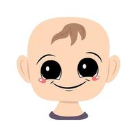 avatar de un niño con ojos grandes y una amplia sonrisa feliz vector