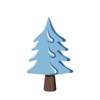 árbol de navidad azul en la nieve. decoración festiva para año nuevo. vector
