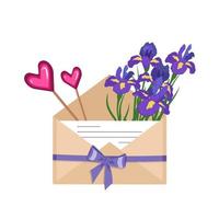 Iris flowers in a craft envelope vector