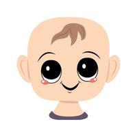 avatar de un niño con ojos grandes y una amplia sonrisa feliz vector