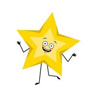 Cute star character with joyful dancing emotions vector