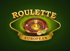 logotipo de la ruleta europea. juego de casino con fichas voladoras vector
