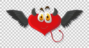 diablo en forma de corazón con expresión facial vector