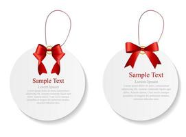 Sale Labels Set with Red Bow and Ribbon . Vector Illustration