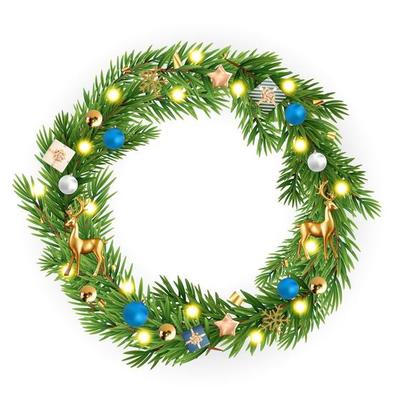 Christmas wreath isolated on white background.