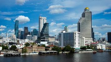 Jaopraya river side view, A daytime sky with white clouds in the city photo