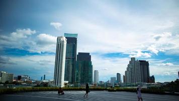 Jaopraya river side view, A daytime sky with white clouds in the city photo