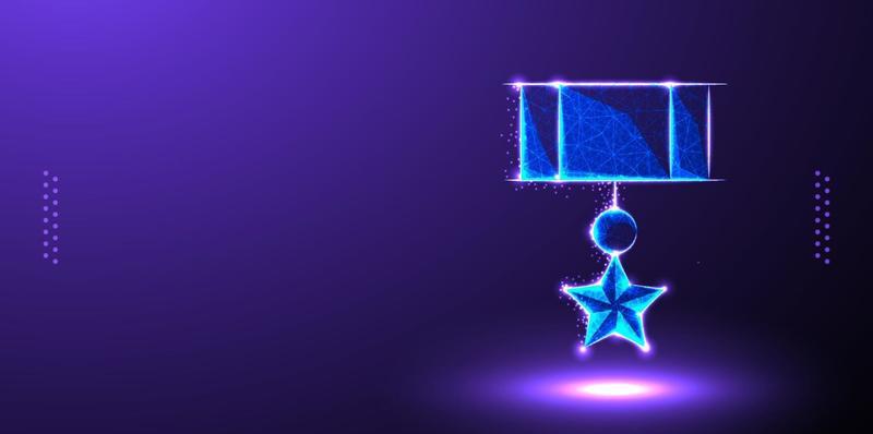 star medal low poly wireframe