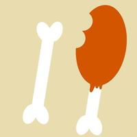 Leg piece of chicken and bone vector