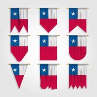 Chile flag in different shapes, Flag of Chile in various shapes vector