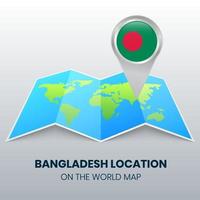 icono de ubicación de bangladesh en el mapa mundial vector