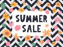 summer sale banner with flowers letter vector