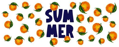 Banner de venta de verano con vector de letra naranja de frutas