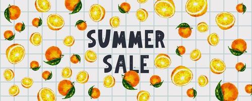 summer sale banner with fruits orange letter vector