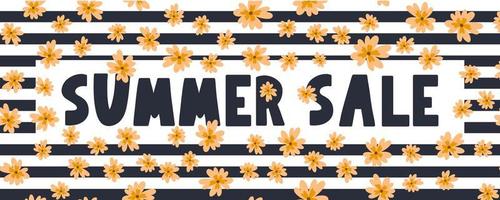 summer sale banner with flowers letter vector