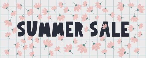 summer sale banner with flowers letter vector