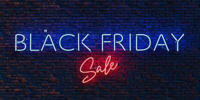 BLACK FRIDAY SALE neon sign on brick wall photo