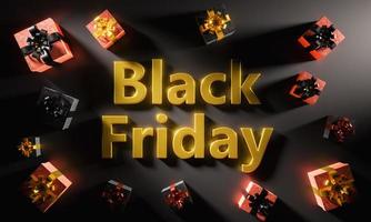 gifts around a gold BLACK FRIDAY sign photo