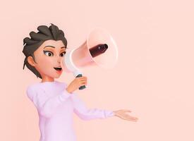 3d female character talking through a megaphone photo