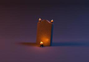tombstone with lighted candles photo