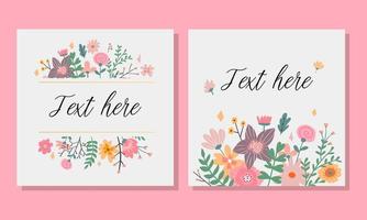 Floral Frame Collection. Set of cute retro flowers vector