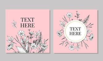 Floral Frame Collection. Set of cute retro flowers vector