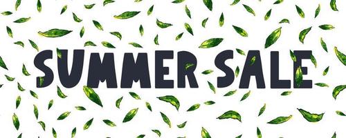 Banner de venta de verano con vector de letra de flores