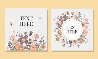 Floral Frame Collection. Set of cute retro flowers vector