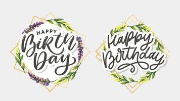 Beautiful happy birthday greeting card with flowers vector