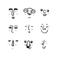 Set of human faces expressing positive emotions. Human faces vector