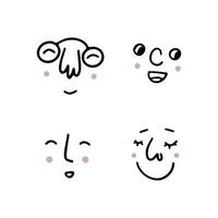 Set of human faces expressing positive emotions. Human faces vector