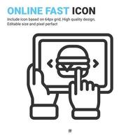 Online fast food shop icon vector with outline style isolated