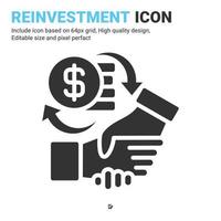 Reinvestment icon vector with trendy filled style isolated