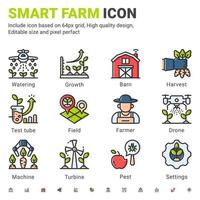 Vector smart farm icon set isolated on white background