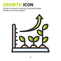 Growth plant icon vector with outline color style isolated