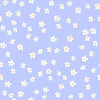 Seamless pattern of white chamomiles on a blue background vector