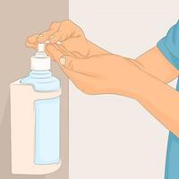 Using alcohol gel to disinfecting hands vector