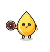 illustration of a honey drop character eating a doughnut vector