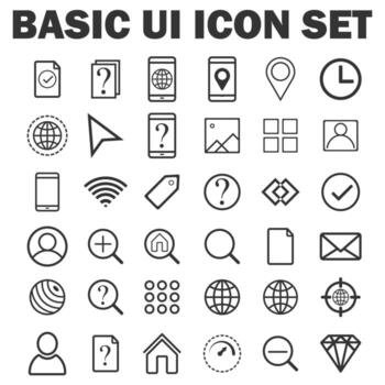 basic ui line icon set vector