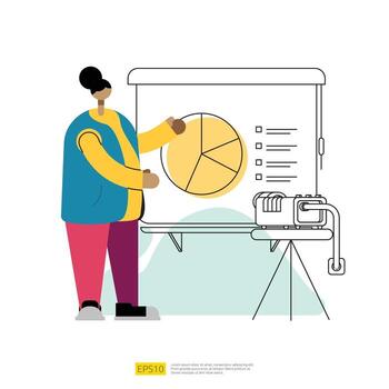 presentation speaker on business meeting with board and character vector