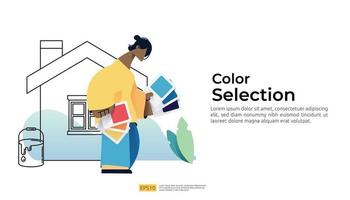 selection paint use coloring palette. concept choosing wall color vector