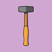 Ilustración de icono de vector de dibujos animados de martillo de trineo de piedra