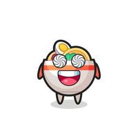cute noodle bowl character with hypnotized eyes vector