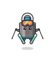 padlock mascot character as a ski player vector