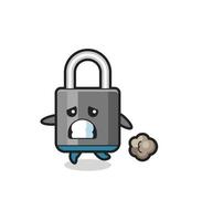 illustration of the padlock running in fear vector