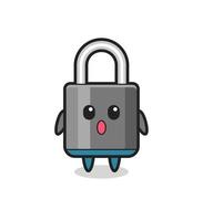 the amazed expression of the padlock cartoon vector