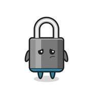 the lazy gesture of padlock cartoon character vector